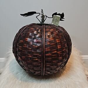 Seasons of Cannon Falls Large brown woven decorative pumpkin